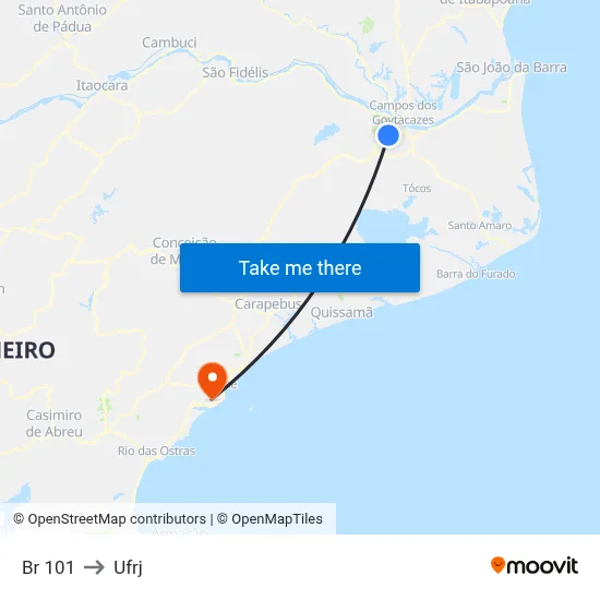 Br 101 to Ufrj map