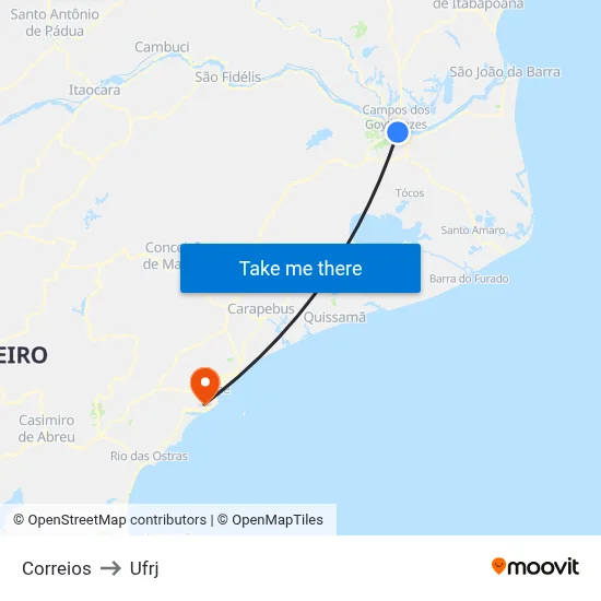 Correios to Ufrj map