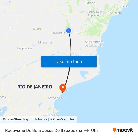 Rodoviária De Bom Jesus Do Itabapoana to Ufrj map