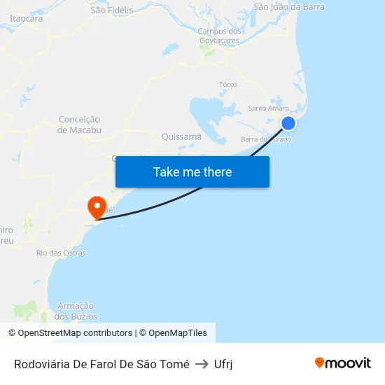 Rodoviária De Farol De São Tomé to Ufrj map