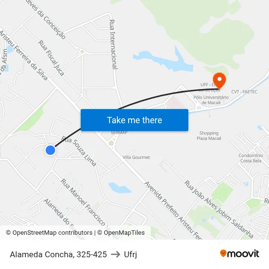 Alameda Concha, 325-425 to Ufrj map