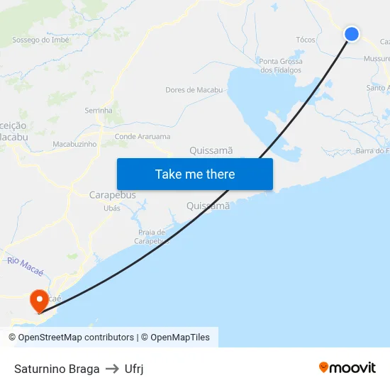 Saturnino Braga to Ufrj map
