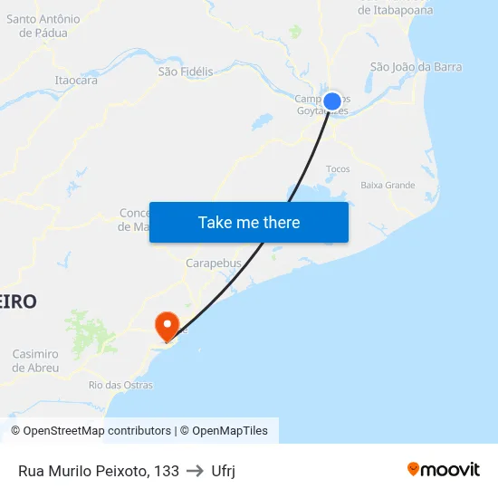 Rua Murilo Peixoto, 133 to Ufrj map