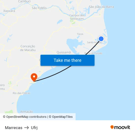 Marrecas to Ufrj map