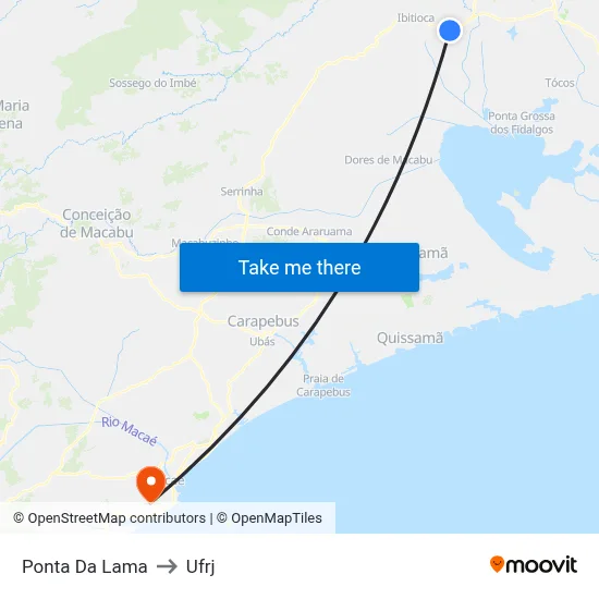 Ponta Da Lama to Ufrj map
