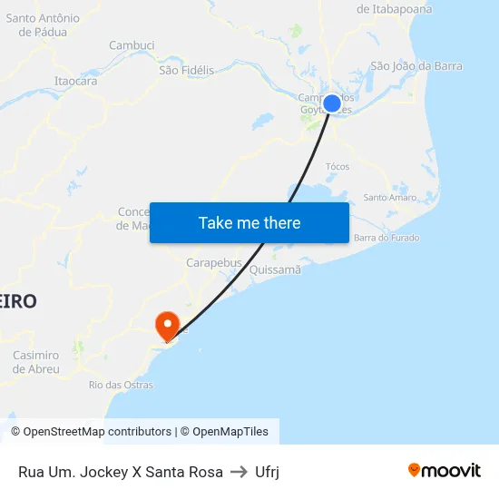 Rua Um. Jockey X Santa Rosa to Ufrj map