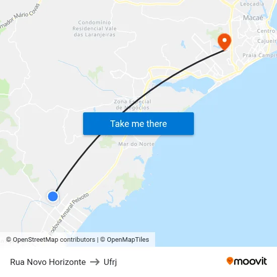 Rua Novo Horizonte to Ufrj map