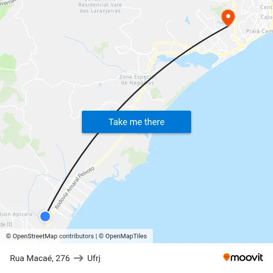 Rua Macaé, 276 to Ufrj map