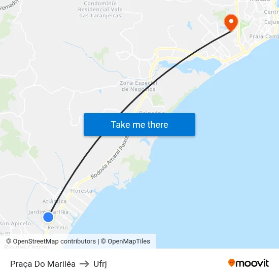 Praça Do Mariléa to Ufrj map