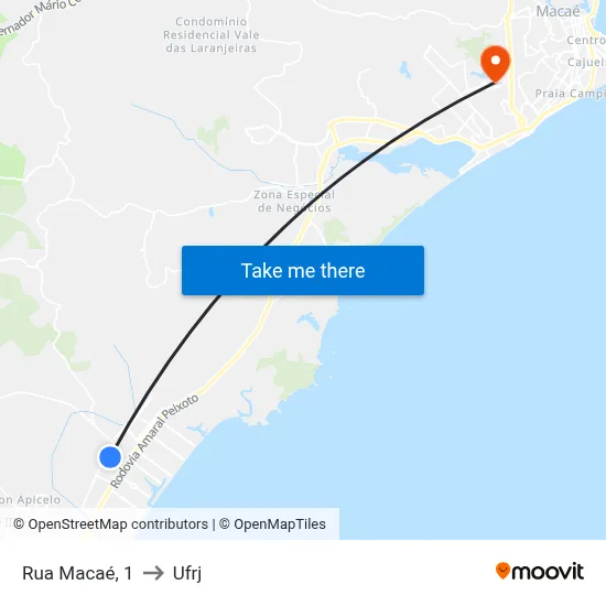 Rua Macaé, 1 to Ufrj map
