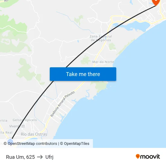 Rua Um, 625 to Ufrj map