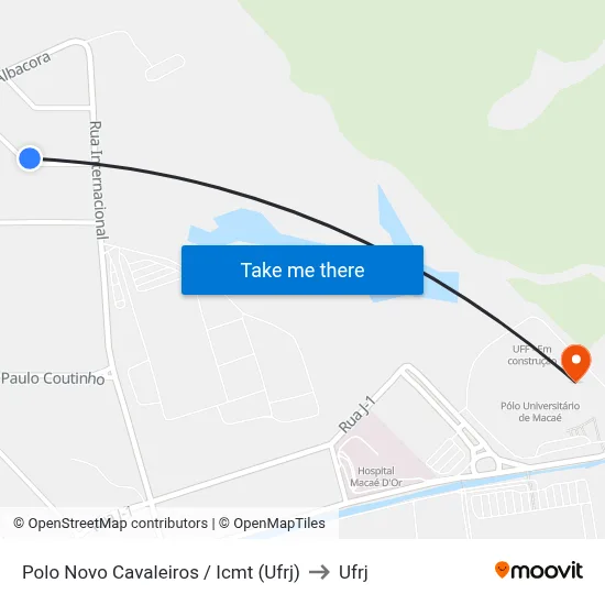 Polo Novo Cavaleiros / Icmt (Ufrj) to Ufrj map