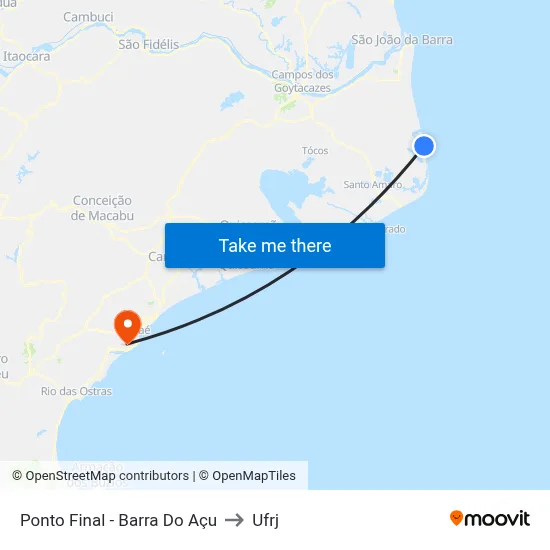 Ponto Final - Barra Do Açu to Ufrj map