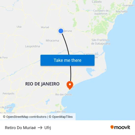 Retiro Do Muriaé to Ufrj map