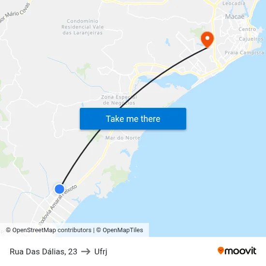Rua Das Dálias, 23 to Ufrj map