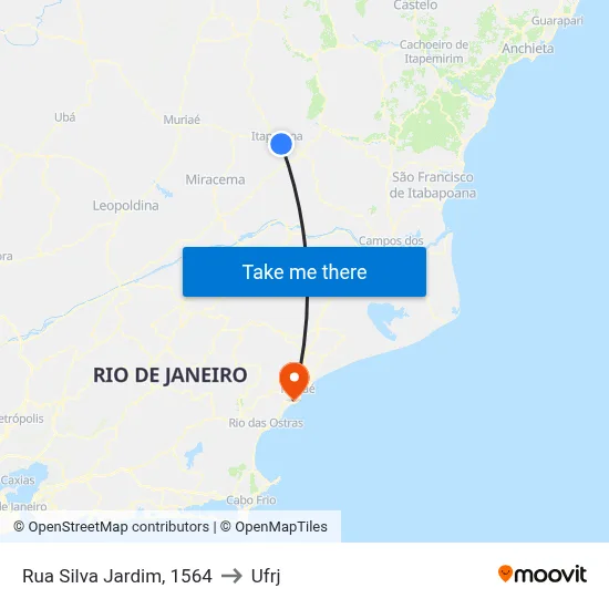 Rua Silva Jardim, 1564 to Ufrj map