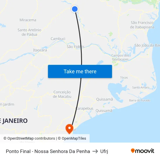 Ponto Final - Nossa Senhora Da Penha to Ufrj map