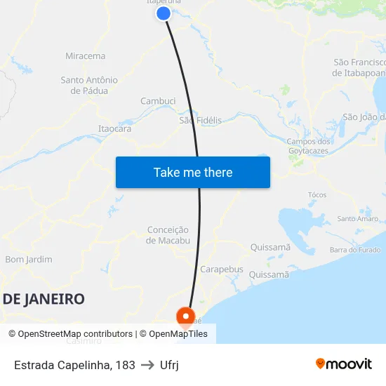 Estrada Capelinha, 183 to Ufrj map
