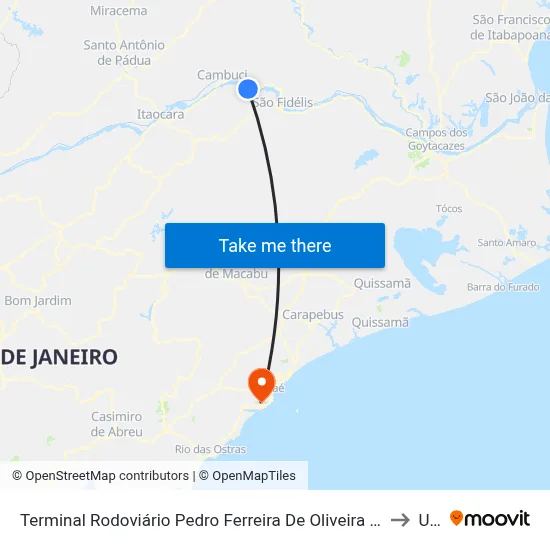 Terminal Rodoviário Pedro Ferreira De Oliveira (Pureza) to Ufrj map