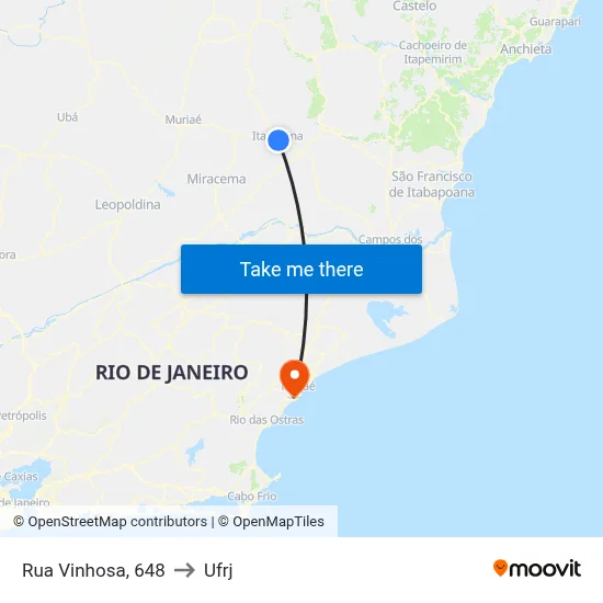 Rua Vinhosa, 648 to Ufrj map
