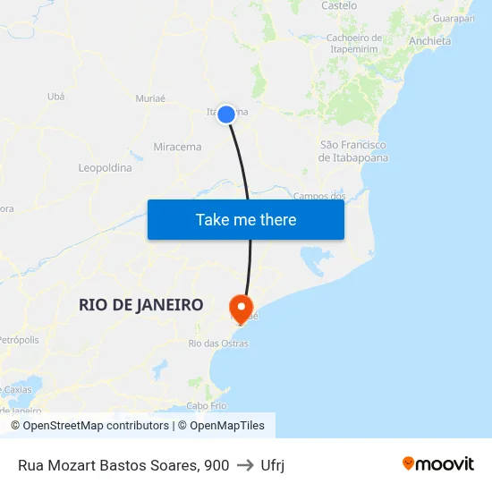 Rua Mozart Bastos Soares, 900 to Ufrj map