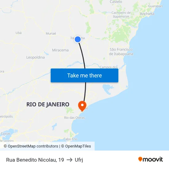 Rua Benedito Nicolau, 19 to Ufrj map