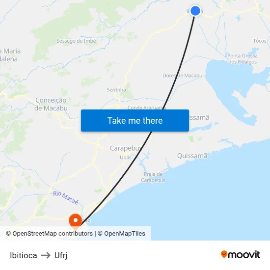 Ibitioca to Ufrj map