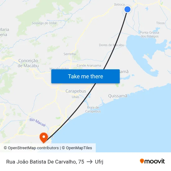 Rua João Batista De Carvalho, 75 to Ufrj map