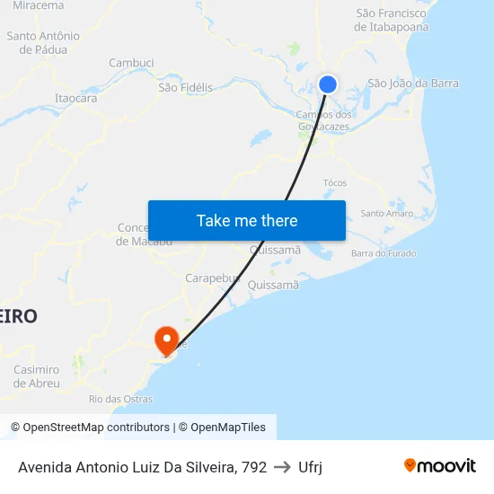 Avenida Antonio Luiz Da Silveira, 792 to Ufrj map
