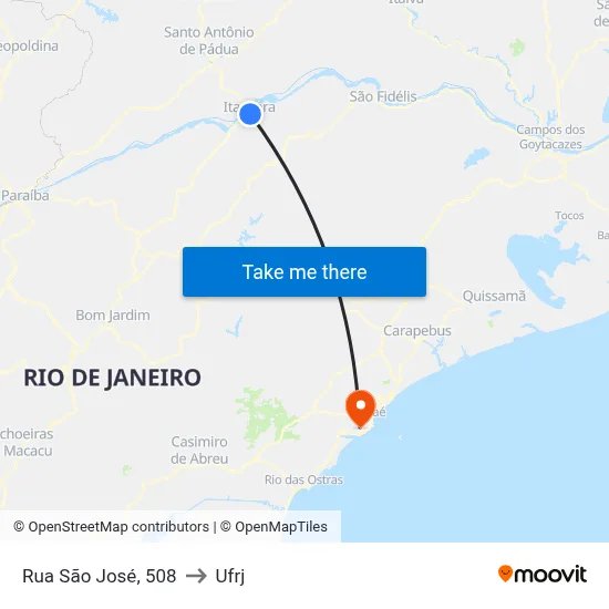 Rua São José, 508 to Ufrj map