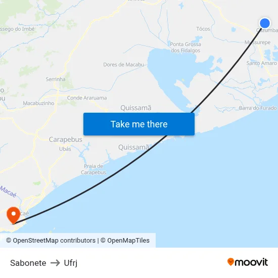 Sabonete to Ufrj map