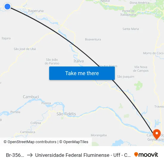 Br-356, 151 to Universidade Federal Fluminense - Uff - Campus Campos 2 map