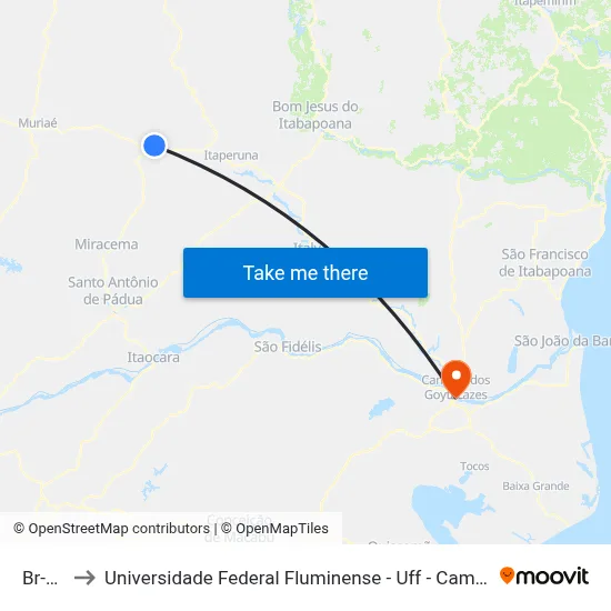 Br-356 to Universidade Federal Fluminense - Uff - Campus Campos 2 map