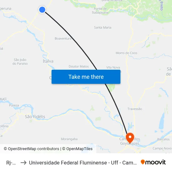 Rj-186 to Universidade Federal Fluminense - Uff - Campus Campos 2 map
