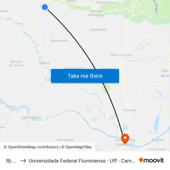 Rj-186 to Universidade Federal Fluminense - Uff - Campus Campos 2 map