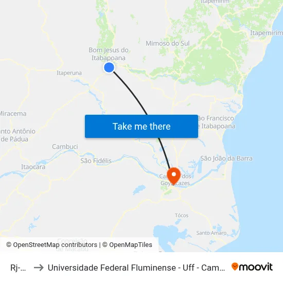 Rj-186 to Universidade Federal Fluminense - Uff - Campus Campos 2 map