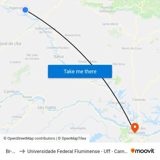 Br-356 to Universidade Federal Fluminense - Uff - Campus Campos 2 map