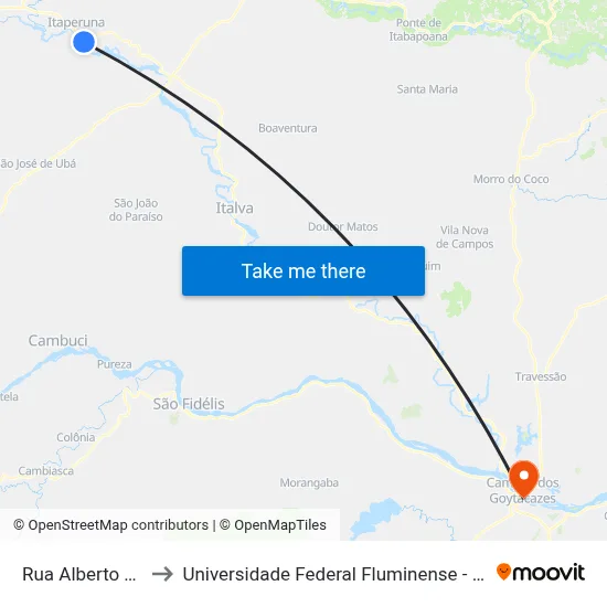 Rua Alberto Torres, 527 to Universidade Federal Fluminense - Uff - Campus Campos 2 map