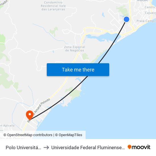 Polo Universitário De Macaé to Universidade Federal Fluminense (Campus Rio Das Ostras) map