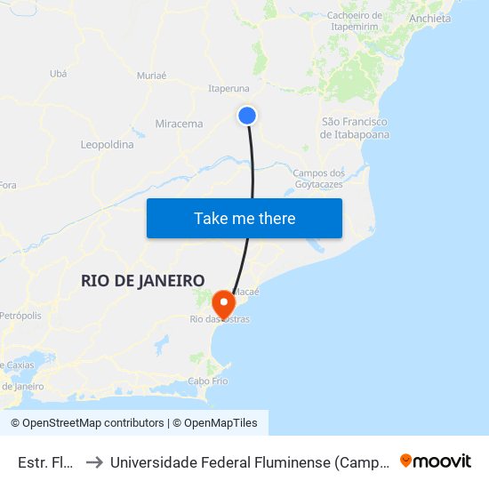 Estr. Flexeira to Universidade Federal Fluminense (Campus Rio Das Ostras) map