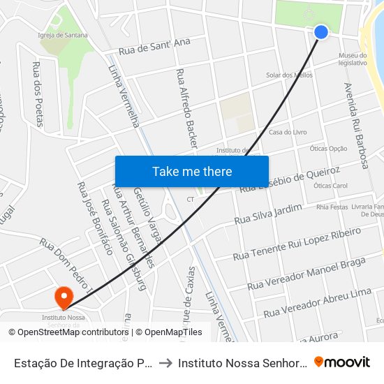 Estação De Integração Praça Washington Luiz to Instituto Nossa Senhora Da Glória - Castelo map