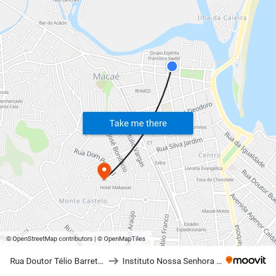 Rua Doutor Télio Barreto Próximo Ao 306 to Instituto Nossa Senhora Da Glória - Castelo map