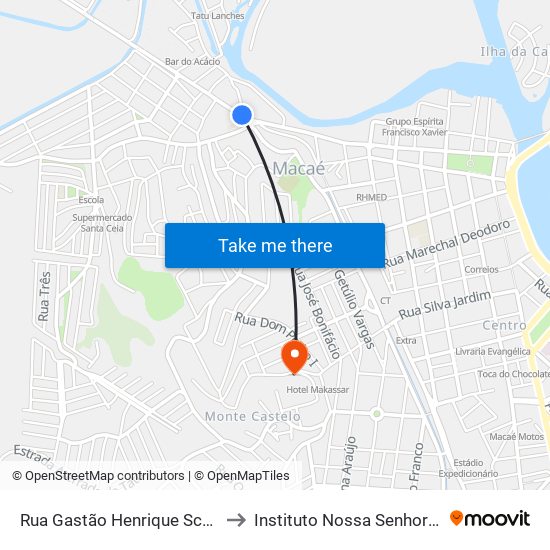 Rua Gastão Henrique Schueler Próximo Ao 10 to Instituto Nossa Senhora Da Glória - Castelo map