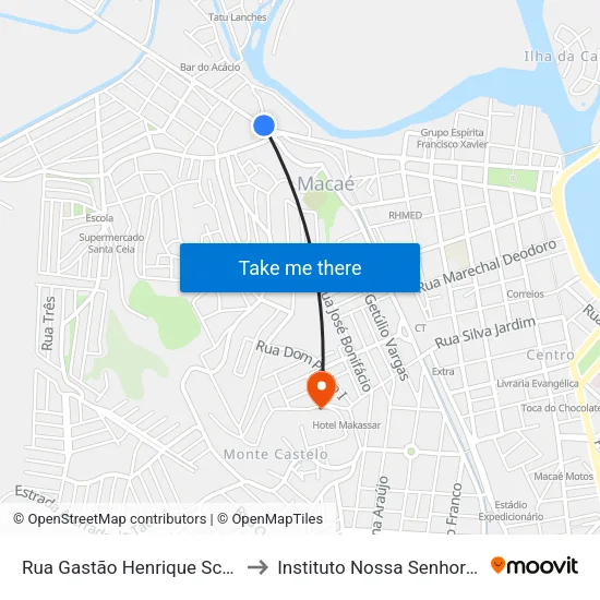 Rua Gastão Henrique Schueler Próximo Ao 10 to Instituto Nossa Senhora Da Glória - Castelo map
