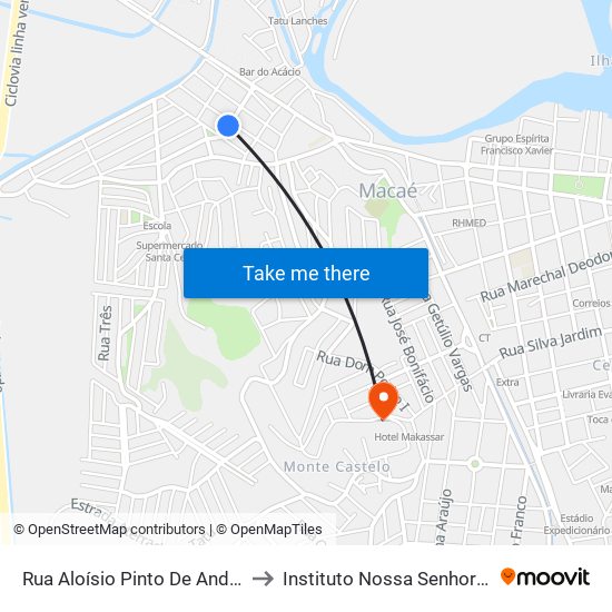 Rua Aloísio Pinto De Andrade Próxima Ao 184 to Instituto Nossa Senhora Da Glória - Castelo map