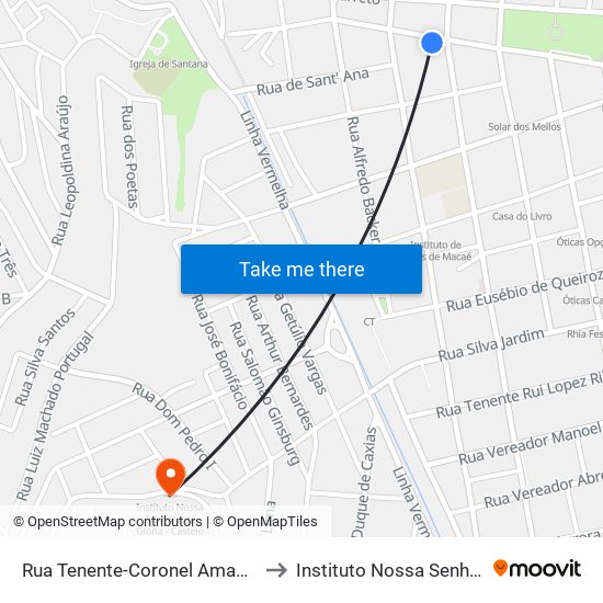 Rua Tenente-Coronel Amado Próximo Ao 325| Unimed to Instituto Nossa Senhora Da Glória - Castelo map