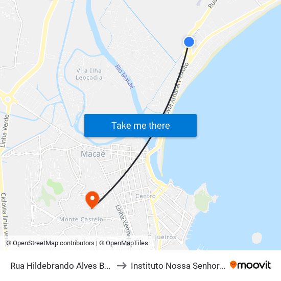 Rua Hildebrando Alves Barbosa Próximo Ao 82 to Instituto Nossa Senhora Da Glória - Castelo map