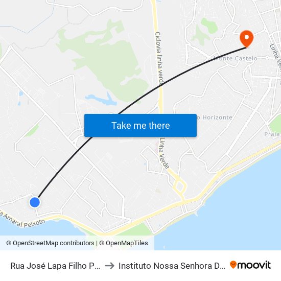 Rua José Lapa Filho Próximo Ao 212 to Instituto Nossa Senhora Da Glória - Castelo map