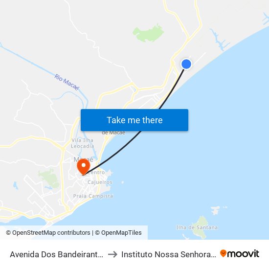 Avenida Dos Bandeirantes Próximo Ao 944 to Instituto Nossa Senhora Da Glória - Castelo map