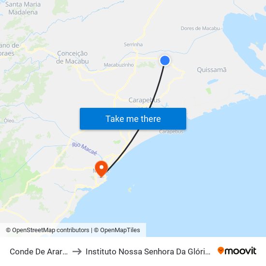 Conde De Araruama to Instituto Nossa Senhora Da Glória - Castelo map